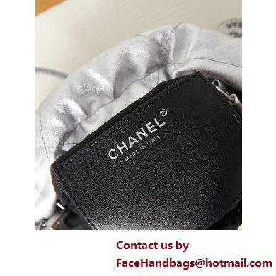 Chanel Shiny Calfskin  &  Silver-Tone Metal CHANEL 22 Mini Handbag AS3980 Silver